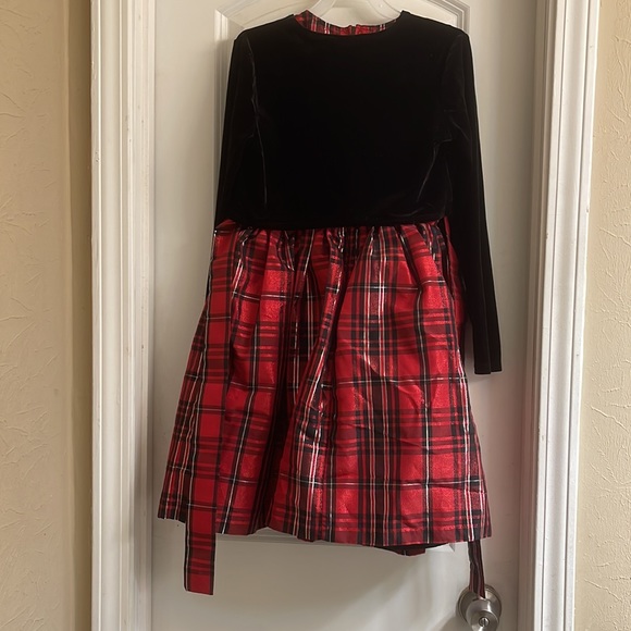 ♻️ Bonnie Jean 2 Piece Set Red Black Silver Holiday Dress with Jacket size 14 - Picture 3 of 7